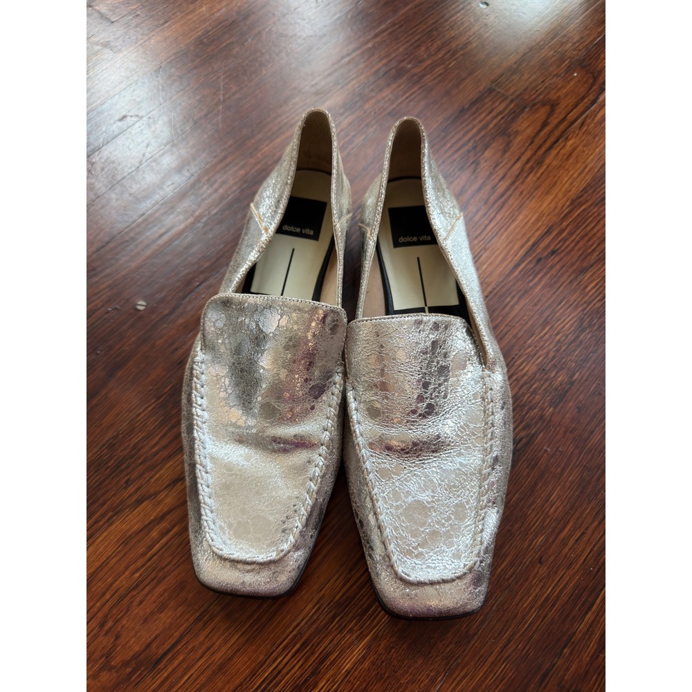 Dolce Vita Metallic Gold Loafers Square Toe Slip On Flats Womens Shoes